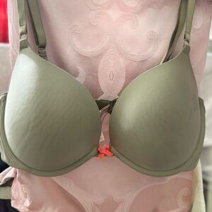 Green and Orange Bra with Molded Cups